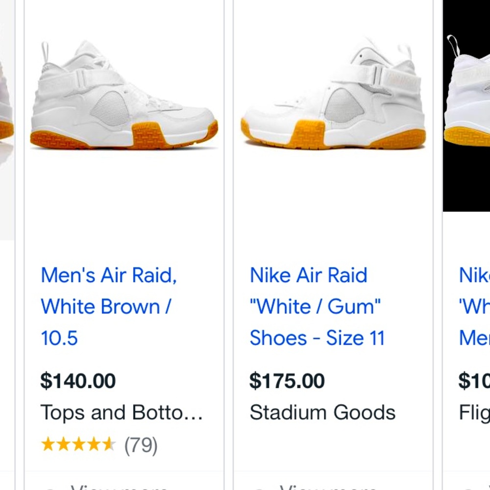 Nike air raid. 11 US. White and gold. Sexy🤩